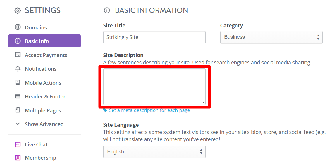 how to add a description for your Strikingly website's home page how to add a description for your Strikingly website's home page